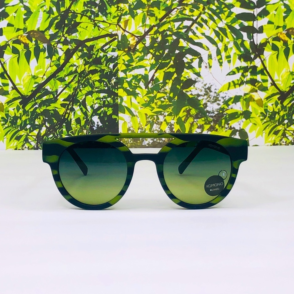 Anthropologie Green Camouflage Round Sunglasses - Picture 2 of 11